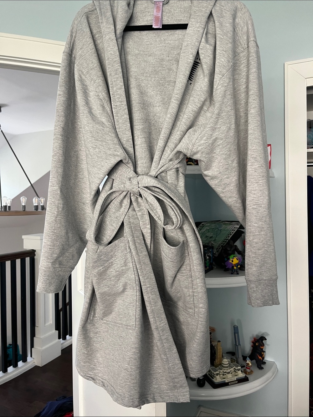 Savage Women's Light Gray Hooded Robe with Tie Belt